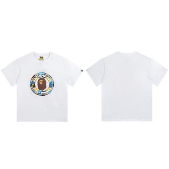 White BAPE "Busy Works" Plaid Logo T-Shirt